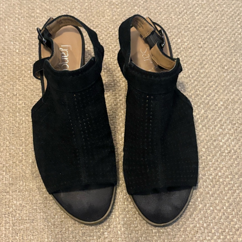 Franco Sarto Heels Black Leather Open Toe Sling Back Harlet2 Size 9 - Picture 3 of 10
